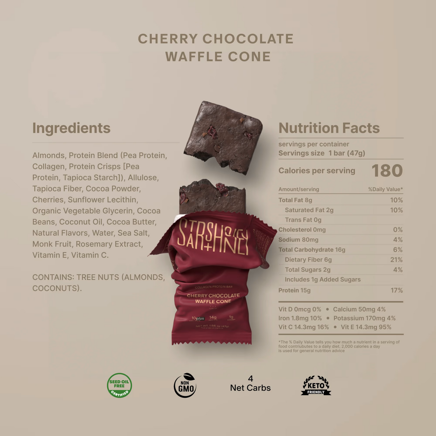 Stars + Honey Cherry Chocolate Waffle Protein Bar (10-Pack)