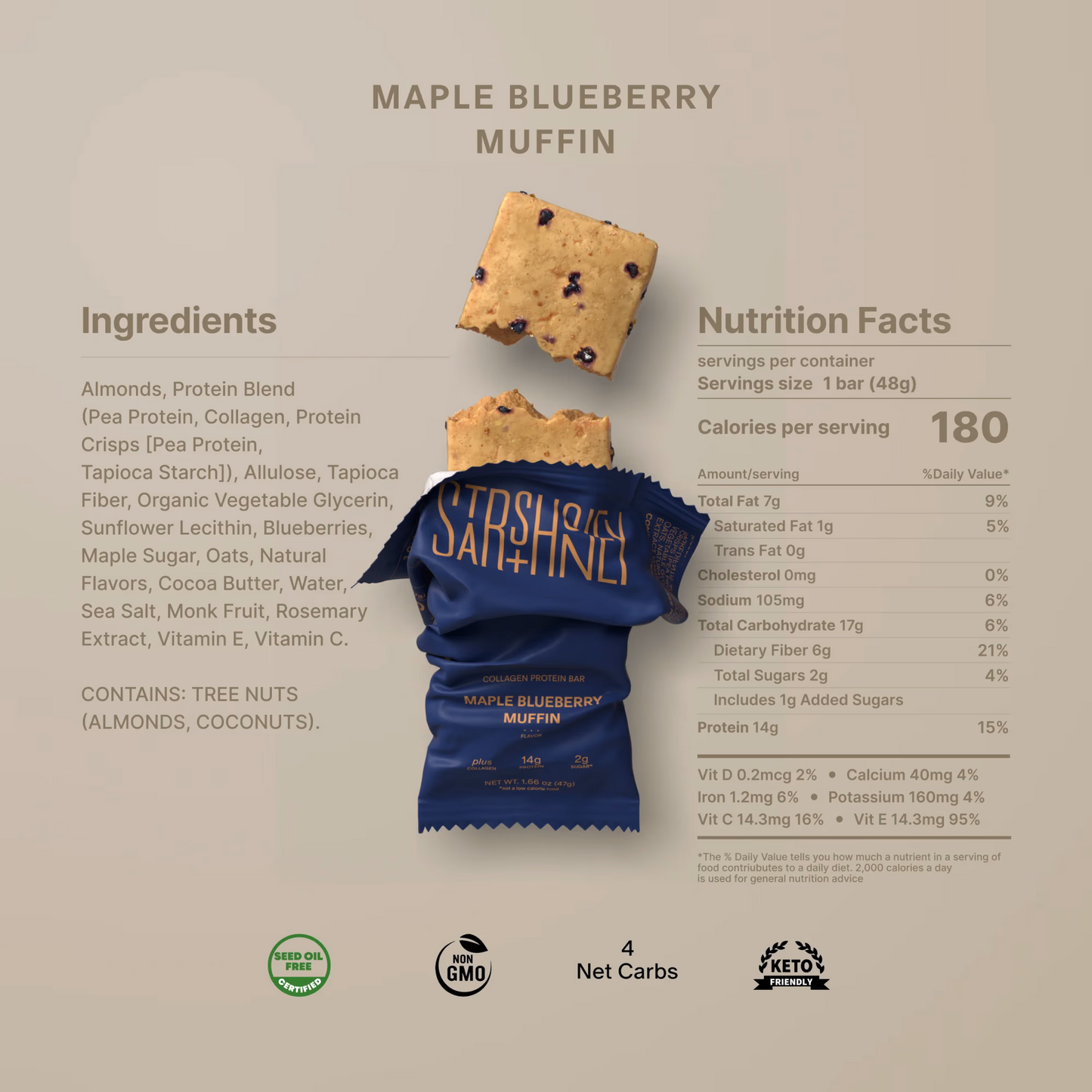 Stars + Honey Maple Blueberry Muffin Protein Bar (10-Pack)