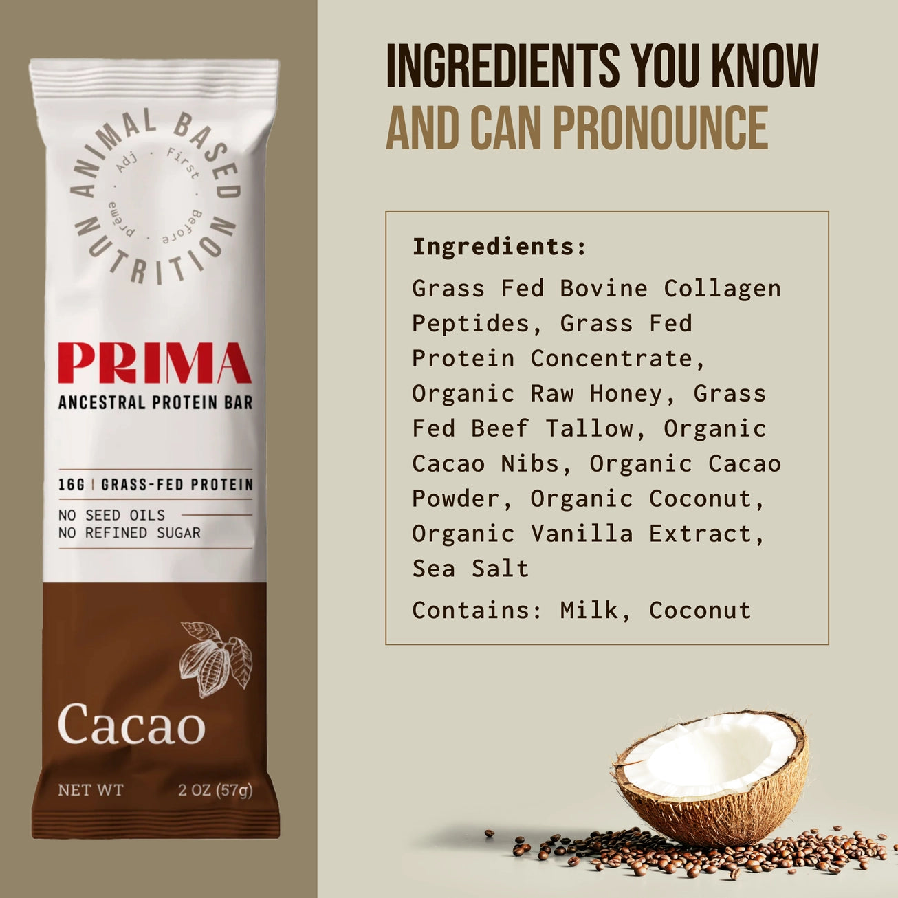 Prima Ancestral Protein Bar - Cacao