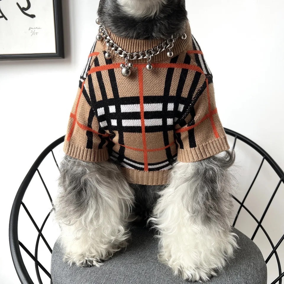 Dog Knit Sweater | Brrbrry Plaid Dog Sweater