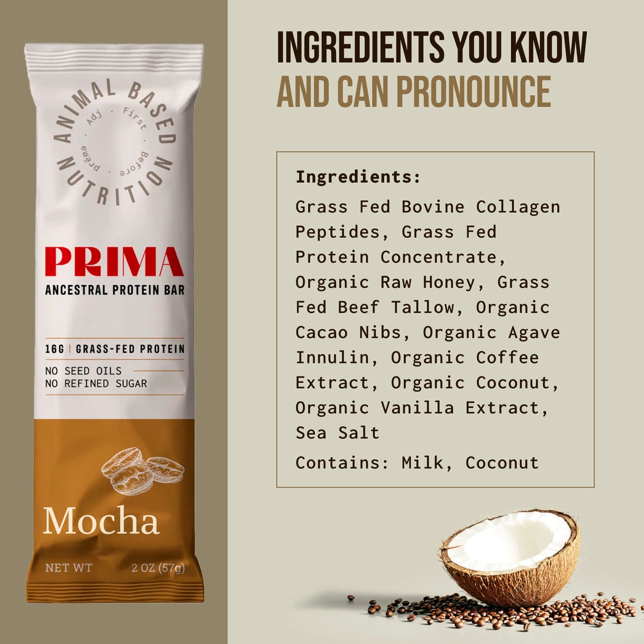 Prima Ancestral Protein Bar - Mocha