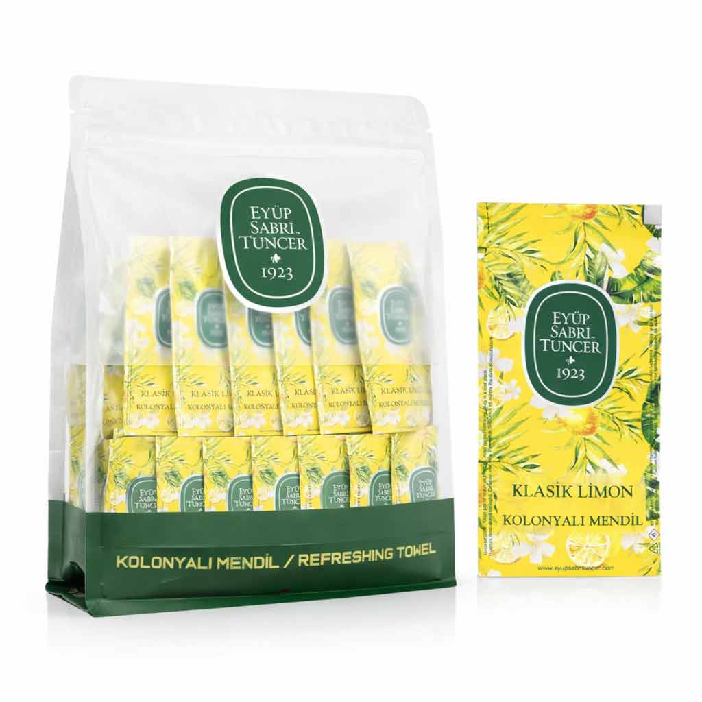 Eyup Sabri Tuncer Classic Lemon Scented Refreshing Wipes – 150 Pack, Small Size